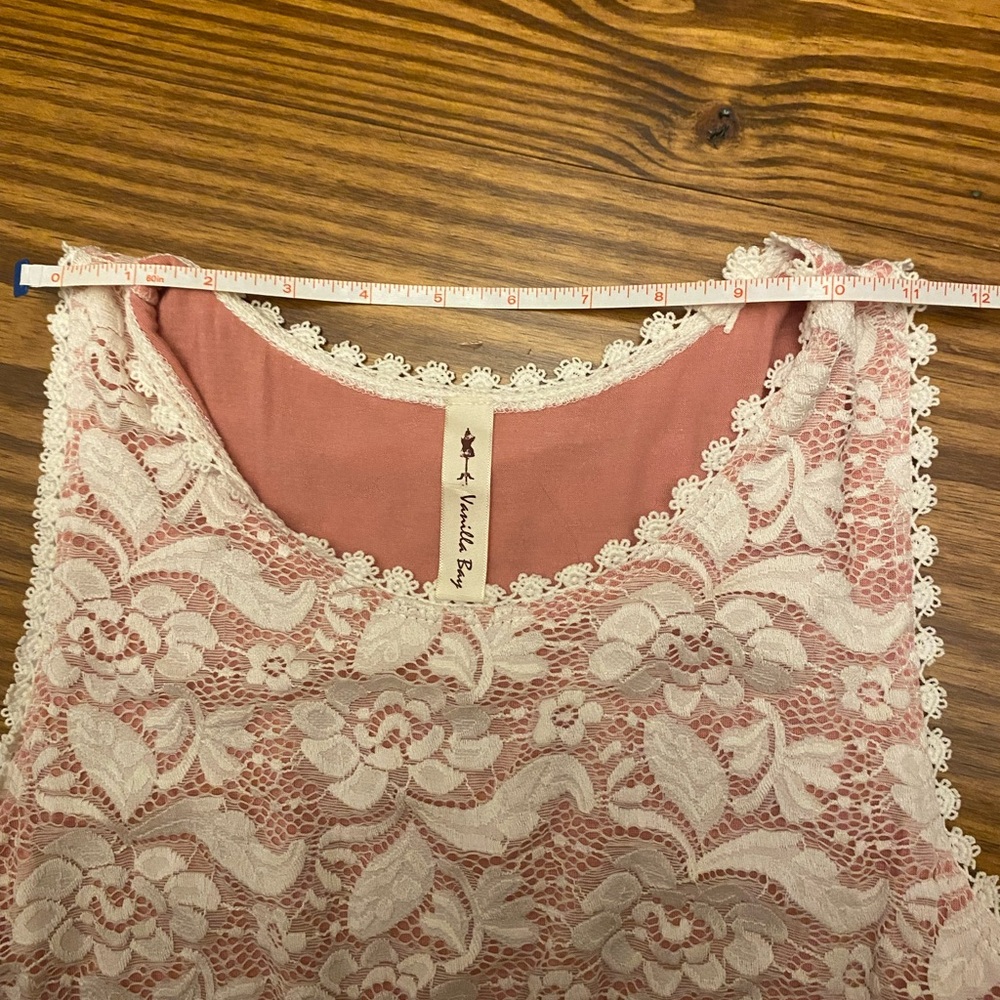 Vanilla Bay Dress, Pink With Pretty White Lace, Long, Size Small, Pockets - Picture 4 of 8